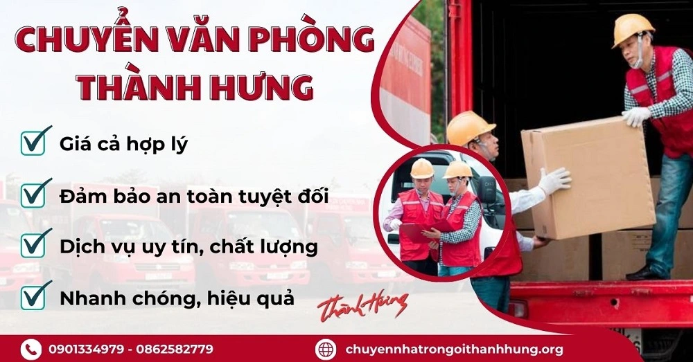 Dịch vụ Chuyển Nhà Trọn Gói Thành Hưng giúp bạn chuyển văn phòng một cách nhanh chóng, tiết kiệm thời gian.