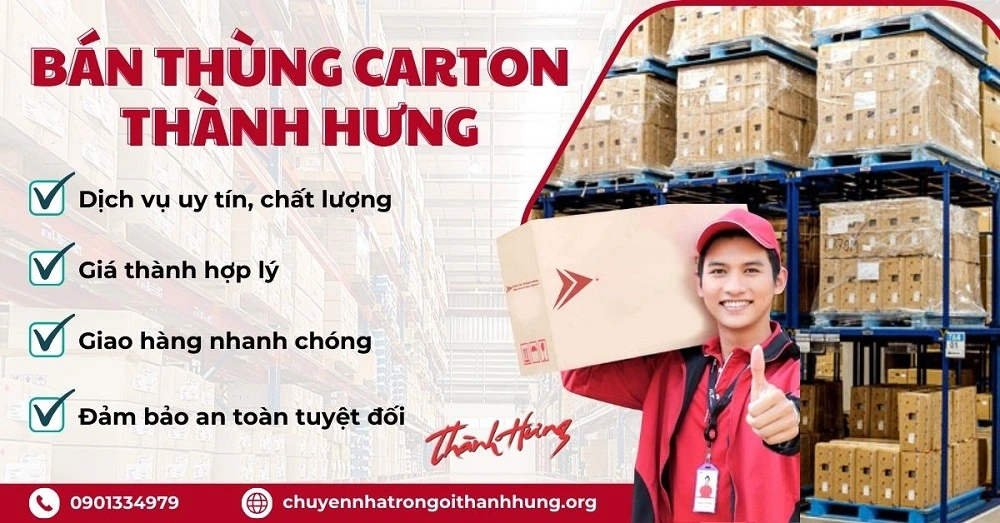 Chuyển Nhà Trọn Gói Thành Hưng chuyên cung cấp thùng carton giá rẻ giúp cho khách hàng bảo vệ hàng hóa.